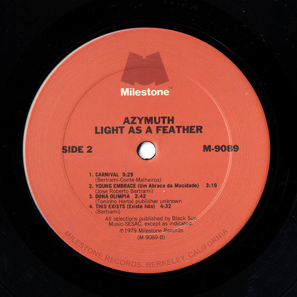 Azymuth - Light As A Feather | Milestone (M-9089) - 4 Azymuth - Light As A Feather | Milestone (M-9089) - 4