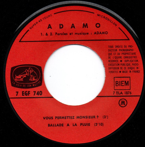 Adamo - Vous Permettez, Monsieur ? | La Voix De Son Maître (EGF 740) - 3
