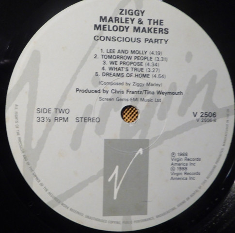 Ziggy Marley And The Melody Makers - Conscious Party | Virgin (V 2506)