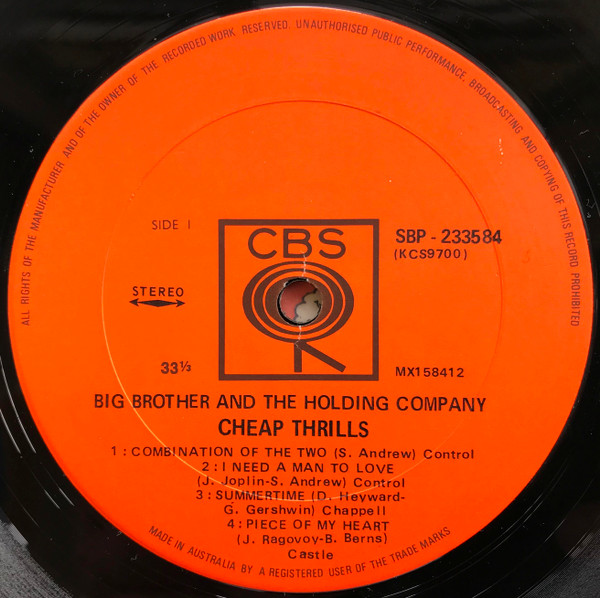 Big Brother & The Holding Company - Cheap Thrills | CBS (SBP 233584) - 3