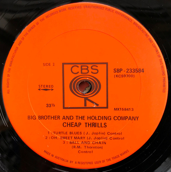 Big Brother & The Holding Company - Cheap Thrills | CBS (SBP 233584) - 4