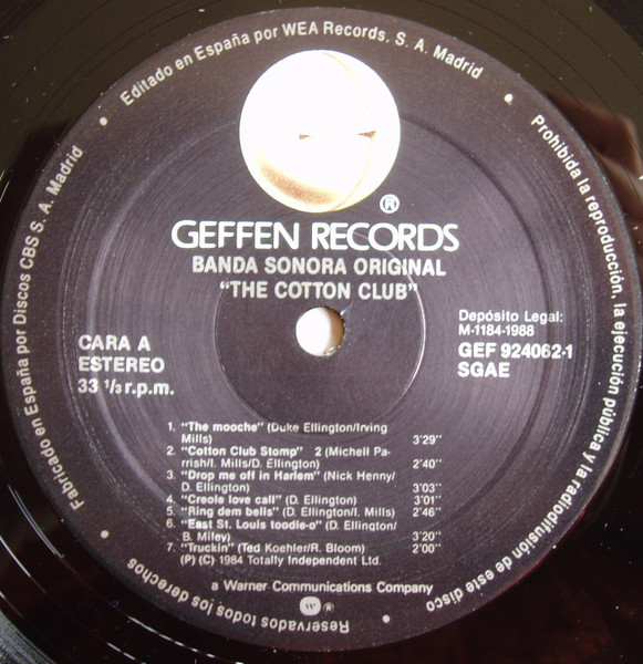 John Barry - The Cotton Club (Original Music Soundtrack) | Geffen Records (GEF 924062-1) - 3