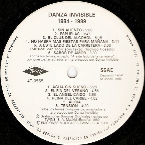 Danza Invisible - 1984 - 1989 | Producciones Twins (4T-0568-01) - 3