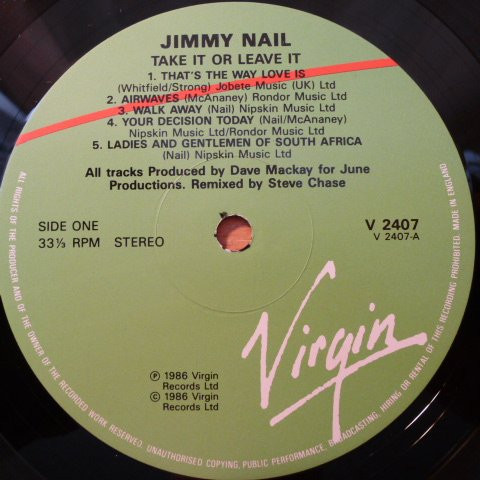 Jimmy Nail - Take It Or Leave It | Virgin (V2407) - main