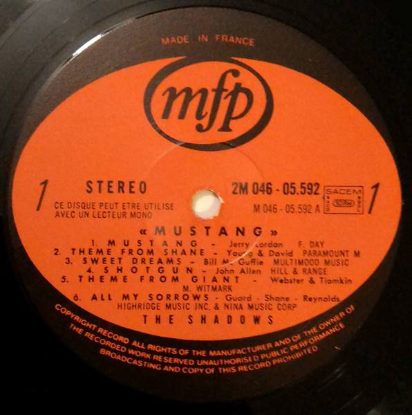 The Shadows - Mustang - Best Of | Music For Pleasure (2M 046-05592) - 3