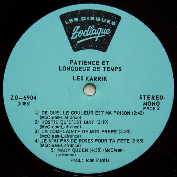 Les Karrik - Patience Et Longueur De Temps [Vinyl] | Les Disques Zodiaque (ZO-6904) - 4