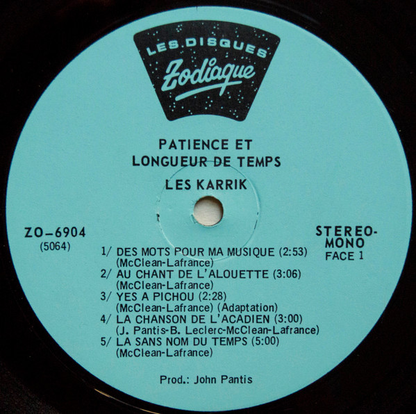 Les Karrik - Patience Et Longueur De Temps [Vinyl] | Les Disques Zodiaque (ZO-6904) - 3