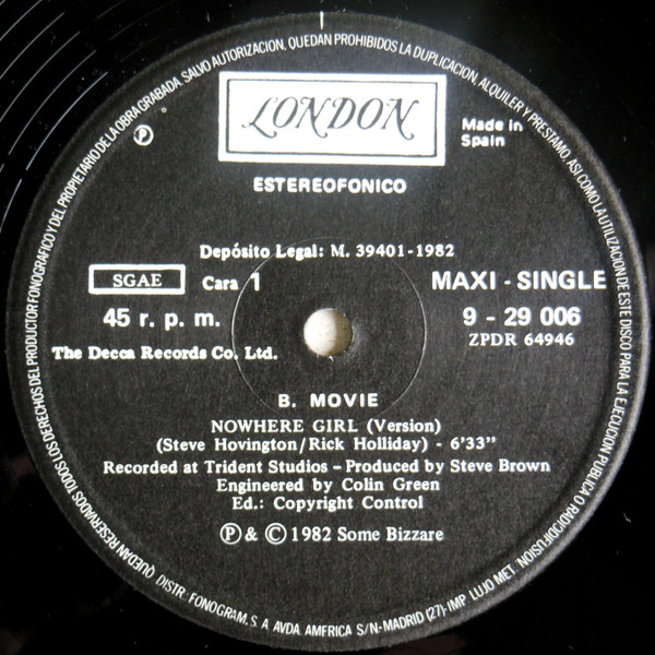 B-Movie - Nowhere Girl = La Chica De Ningun Lado | London Records (9-29 006) - 3 B-Movie - Nowhere Girl = La Chica De Ningun Lado | London Records (9-29 006) - 3