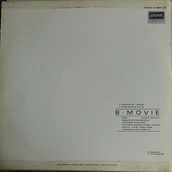 B-Movie - Nowhere Girl = La Chica De Ningun Lado | London Records (9-29 006) - 2 B-Movie - Nowhere Girl = La Chica De Ningun Lado | London Records (9-29 006) - 2