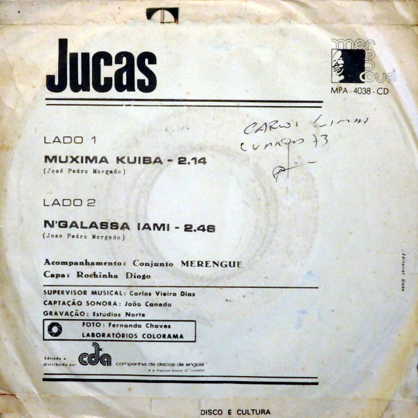 Jucas - Muxima Kuiba / N'Galassa Iami | Merengue (MPA-4038-CD) - 2