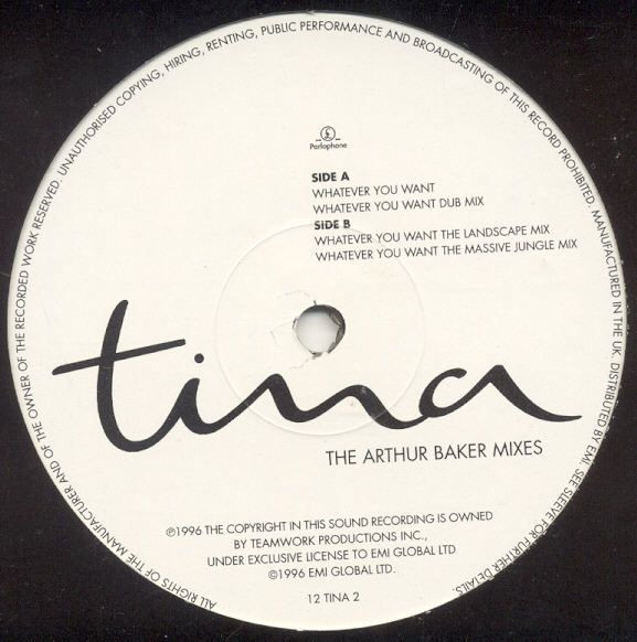 Tina Turner - Whatever You Want (The Arthur Baker Mixes) | Parlophone (12 TINA 2)