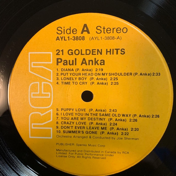 Paul Anka - Paul Anka's 21 Golden Hits | RCA (AYL1-3808) - 4