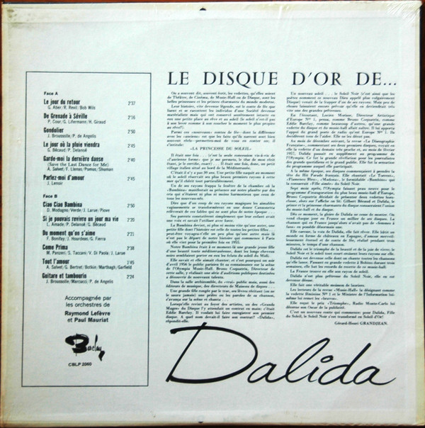 Dalida - Le Disque D'Or De... [Vinyl] | Barclay (CBLP-2060) - 2