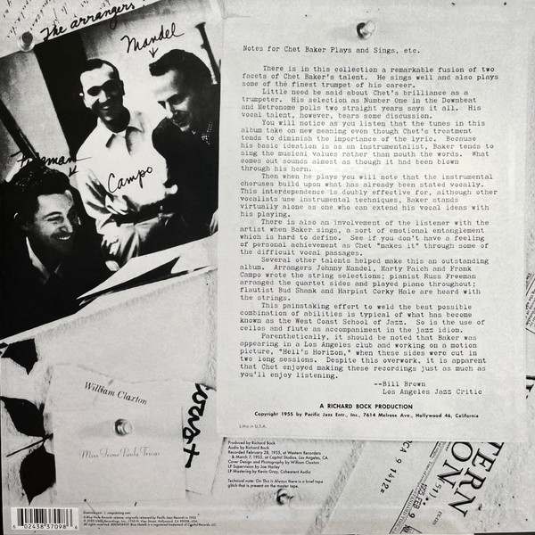 Chet Baker - Sings And Plays With Bud Shank, Russ Freeman And Strings | Pacific Jazz (B0034169-01) - 2