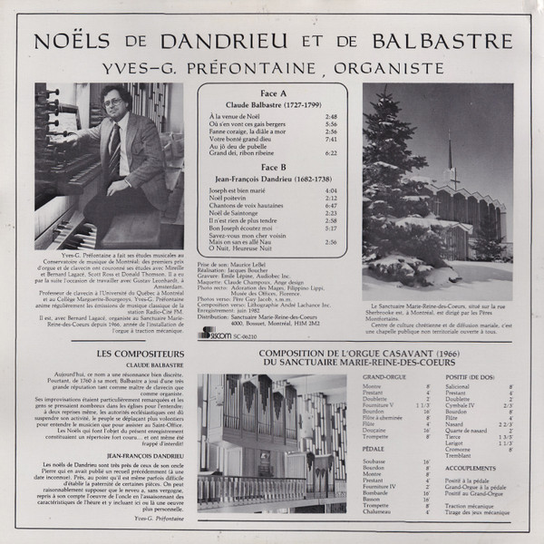 Yves-G. Préfontaine - Noëls De Dandrieu Et De Balbastre | Siscom (SC-06210) - 2 Yves-G. Préfontaine - Noëls De Dandrieu Et De Balbastre | Siscom (SC-06210) - 2