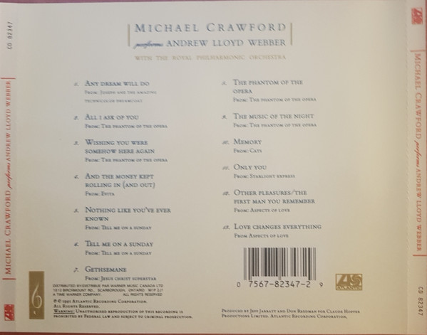 Michael Crawford - Michael Crawford Performs Andrew Lloyd Webber | Atlantic (CD 82347) - 2