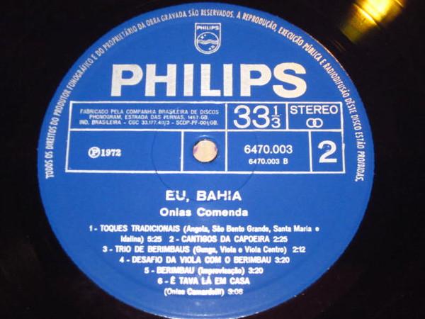 Edinho Marundelê E Onias Comenda - Eu, Bahia (Atabaque E Berimbau) | Philips (6470.003) - 3