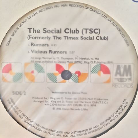 Timex Social Club - Rumors (12") [Vinyl] | A&M Records (AM-23043) - 2