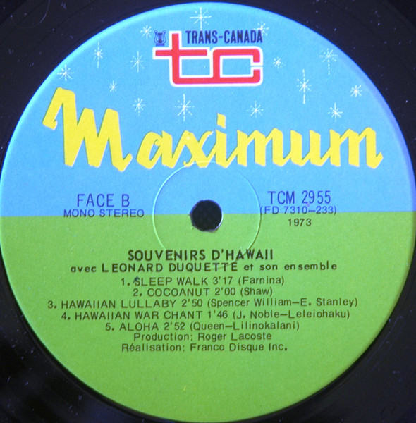 Léonard Duquette Et Son Ensemble - Souvenirs D'Hawaii [Vinyl] | Trans-Canada (TCM 2955) - 4