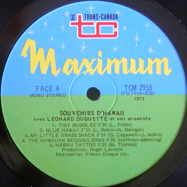 Léonard Duquette Et Son Ensemble - Souvenirs D'Hawaii [Vinyl] | Trans-Canada (TCM 2955) - 3