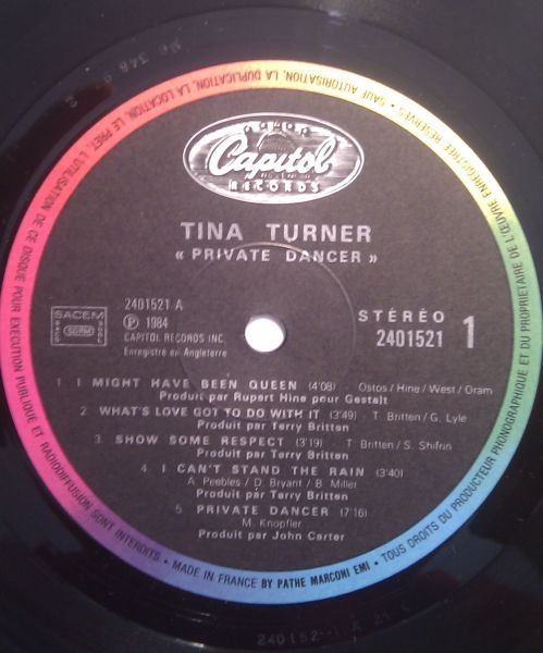 Tina Turner - Private Dancer | Capitol Records (2401521) - 3
