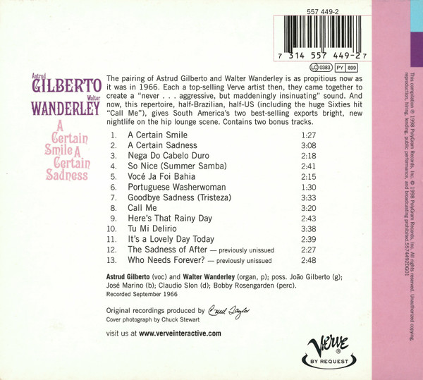 Astrud Gilberto , Walter Wanderley - A Certain Smile A Certain Sadness | Verve Records (557 449-2) - 3