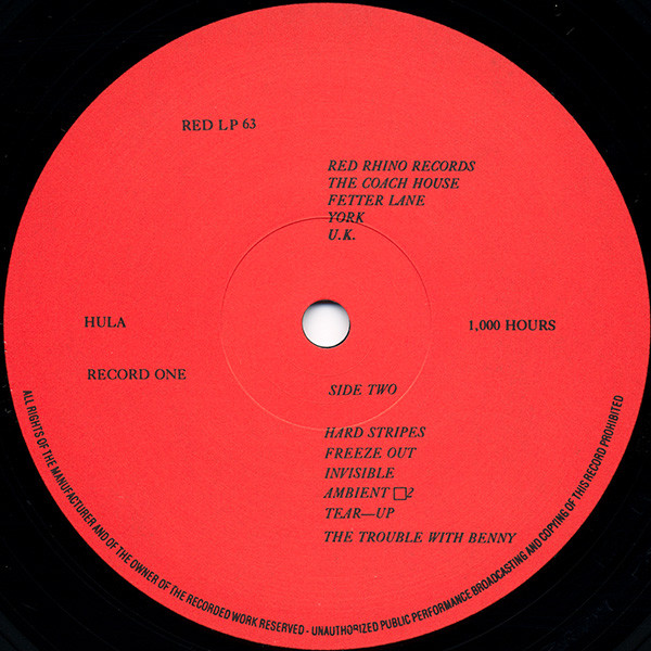 Hula - 1000 Hours | Red Rhino Records (REDLP 63) - 4