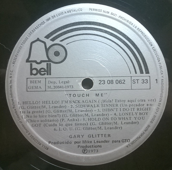 Gary Glitter - Touch Me | Bell Records (23 08 062) - 4