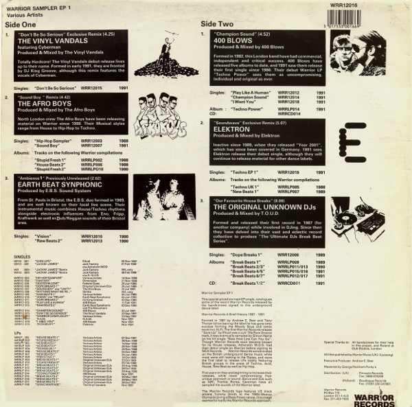 Various - Warrior Sampler EP 1 | Warrior Records (WRR12 016) - 3 Various - Warrior Sampler EP 1 | Warrior Records (WRR12 016) - 3