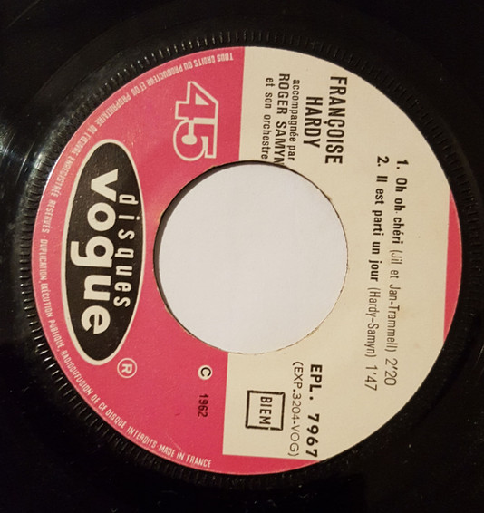 Françoise Hardy - J'Suis D'Accord / Tous Les Garçons Et Les Filles | Disques Vogue (EPL 7.967) - 4