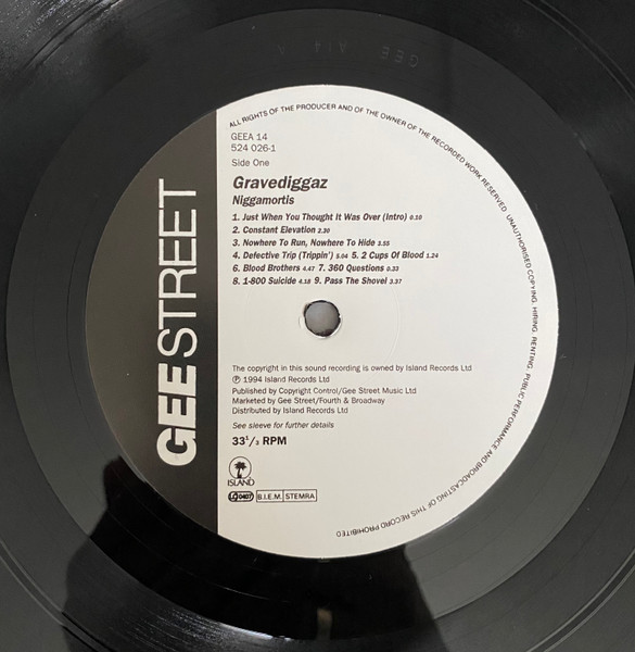 Gravediggaz - Niggamortis | Gee Street (524 SS26-1) - 3 Gravediggaz - Niggamortis | Gee Street (524 SS26-1) - 3