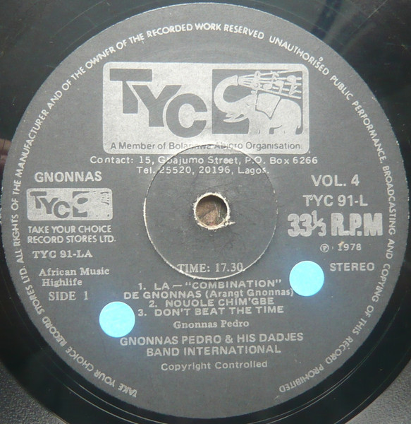 Gnonnas Pedro Et Ses Dadjes - The Band Of Africa Vol. 4 | Take Your Choice Records (TYC) (TYC 91-L) - 3 Gnonnas Pedro Et Ses Dadjes - The Band Of Africa Vol. 4 | Take Your Choice Records (TYC) (TYC 91-L) - 3