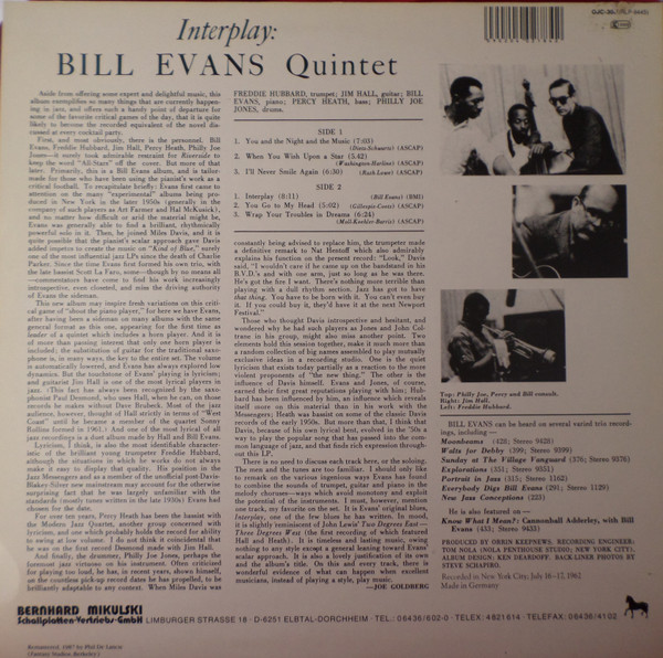 Bill Evans - Interplay | Original Jazz Classics (OJC-308) - 2