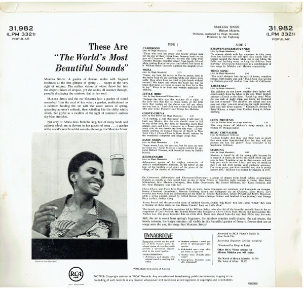 Miriam Makeba - Makeba Sings! | RCA Victor (31,982) - 2