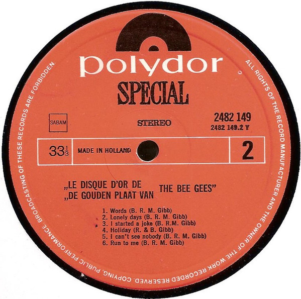 Bee Gees - Le Disque D'or De / De Gouden Plaat Van | Polydor (2482 149) - 3