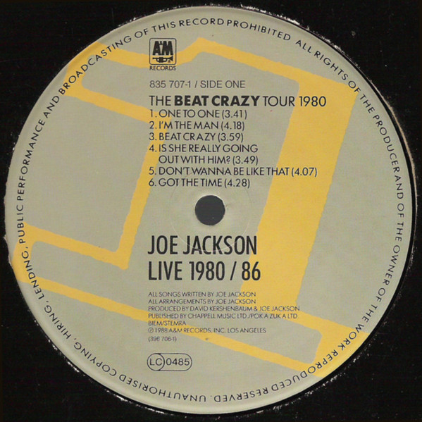 Joe Jackson - Live 1980 / 86 | A&M Records (396706-1) - 3
