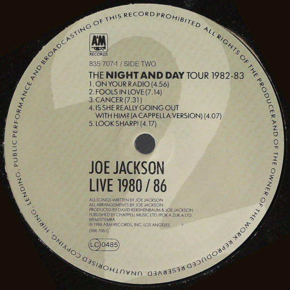 Joe Jackson - Live 1980 / 86 | A&M Records (396706-1) - 4