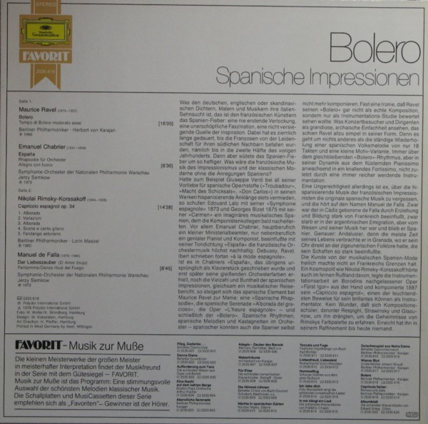 Various - Bolero (Spanische Impressionen) | Deutsche Grammophon (2535 618) - 2 Various - Bolero (Spanische Impressionen) | Deutsche Grammophon (2535 618) - 2