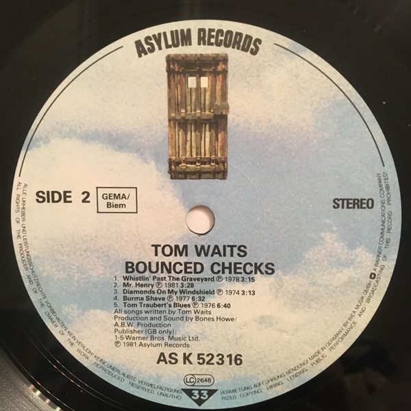 Tom Waits - Bounced Checks | Asylum Records (AS K 52 316) - 4