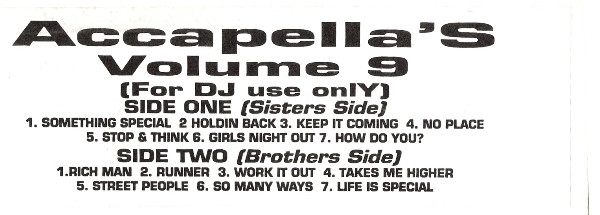Various - Accapella's Volume 9 | Not On Label (PROMO-9) - main Various - Accapella's Volume 9 | Not On Label (PROMO-9) - main