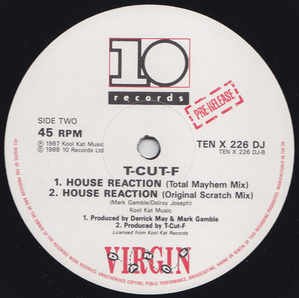 T-CUT-F - House Reaction (Union Jack Mix) | 10 Records (TEN X 226 DJ) - 3