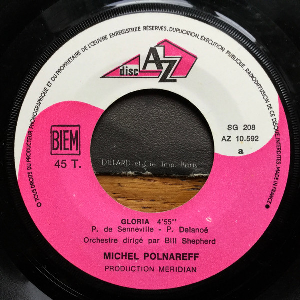 Michel Polnareff - Gloria / Je Suis Un Homme | Disc'Az (AZ 10.592) - 2