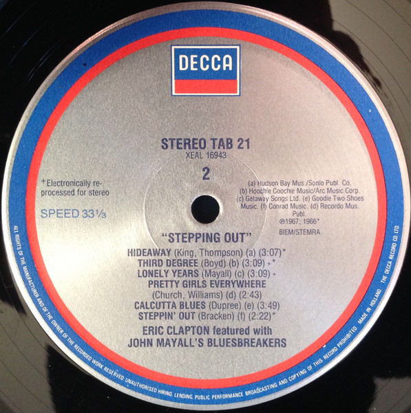 Eric Clapton Featured With John Mayall & The Bluesbreakers With Champion Jack Dupree & Otis Spann - Steppin' Out | Decca (TAB 21) - 4 Eric Clapton Featured With John Mayall & The Bluesbreakers With Champion Jack Dupree & Otis Spann - Steppin' Out | Decca (TAB 21) - 4