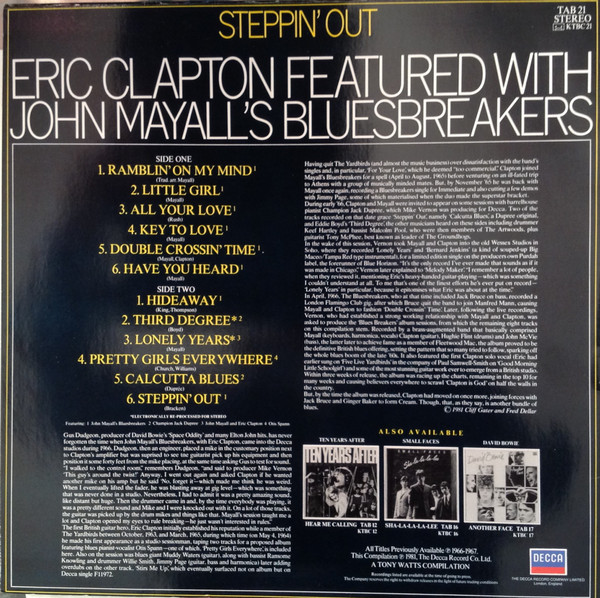 Eric Clapton Featured With John Mayall & The Bluesbreakers With Champion Jack Dupree & Otis Spann - Steppin' Out | Decca (TAB 21) - 2 Eric Clapton Featured With John Mayall & The Bluesbreakers With Champion Jack Dupree & Otis Spann - Steppin' Out | Decca (TAB 21) - 2