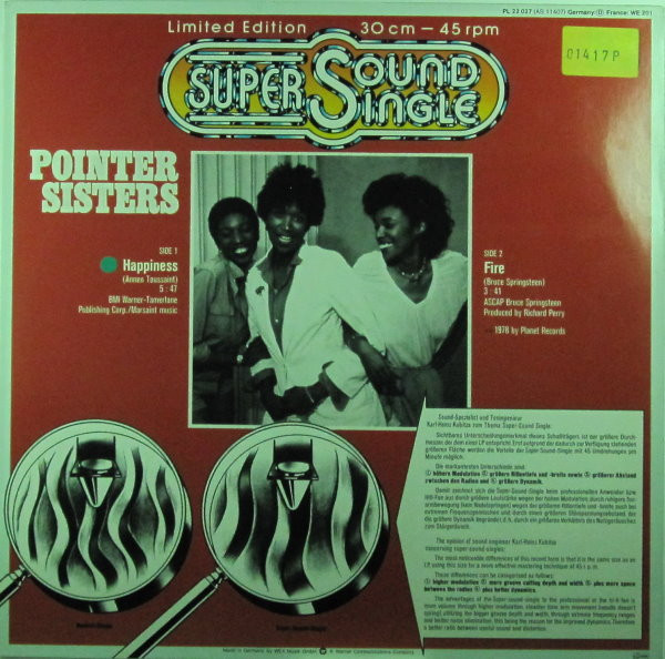 Pointer Sisters - Happiness / Fire | Planet (PL 22027) - main