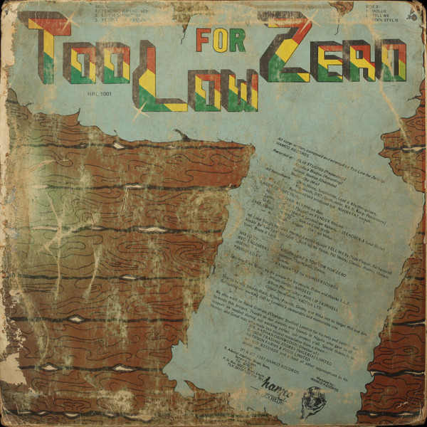 Too Low For Zero - Emergency | Hamco Records (HRL 1001) - 2