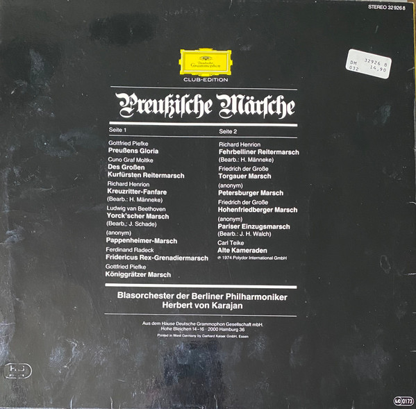 Herbert von Karajan - Preußische Märsche | Deutsche Grammophon (32 926 8) - 2