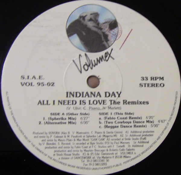 Indiana - All I Need Is Love (Remixes) | Volumex (VOL 95-02) - 3 Indiana - All I Need Is Love (Remixes) | Volumex (VOL 95-02) - 3