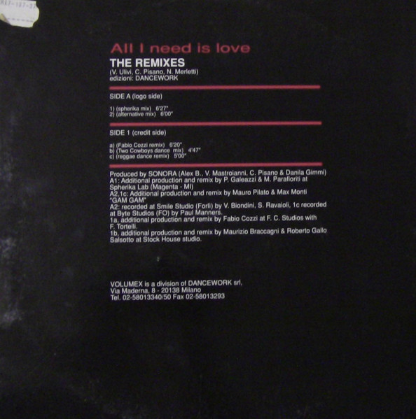 Indiana - All I Need Is Love (Remixes) | Volumex (VOL 95-02) - 2 Indiana - All I Need Is Love (Remixes) | Volumex (VOL 95-02) - 2