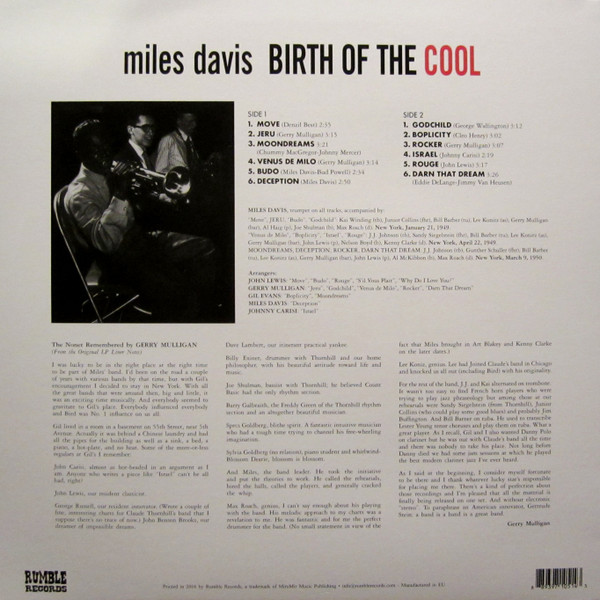 Miles Davis - Birth Of The Cool | Rumble Records (RUM2011122) - 2